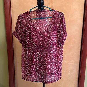 American Eagle Outfitters Burgundy Floral Blouse